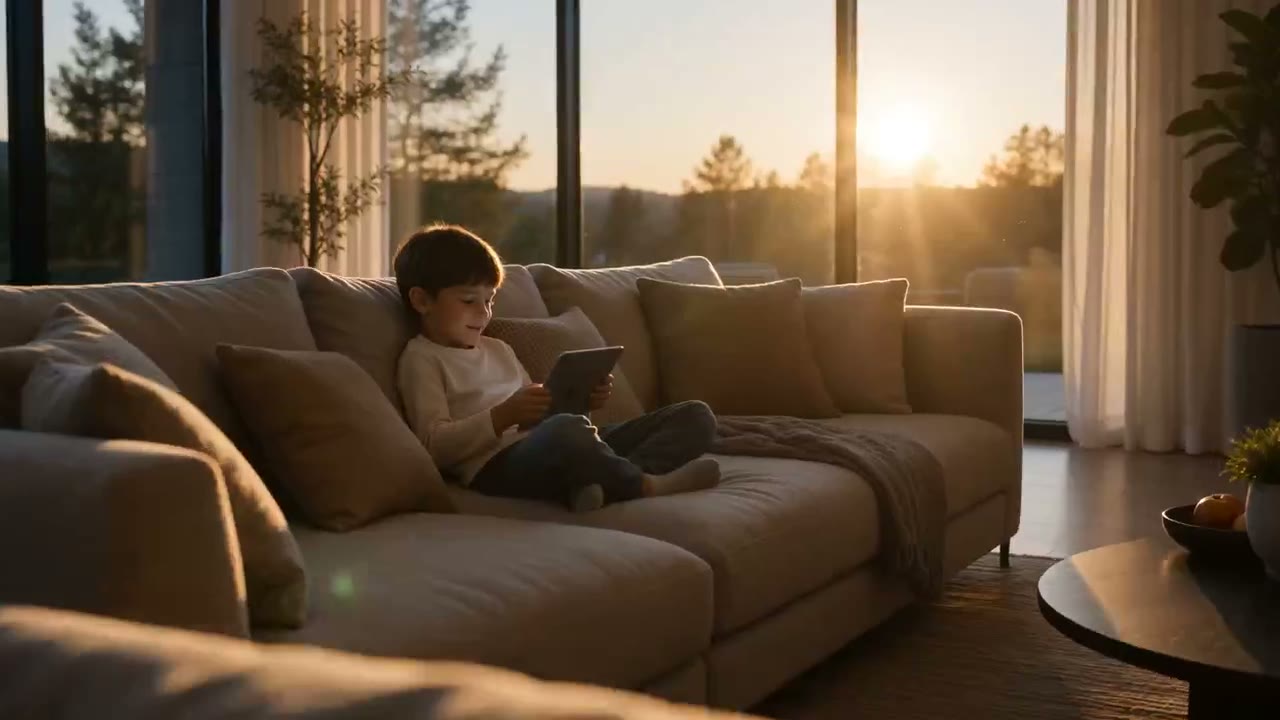 A family spending time together at home